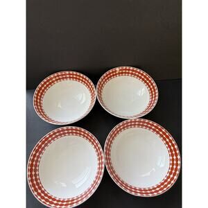 Portobello By Inspire Checkered Bowls Fine Bone China Orange White Set(4) Modern